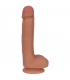 DILDO FINE CON TESTICOLI DI CARNE SOTTILE 17'80 CM