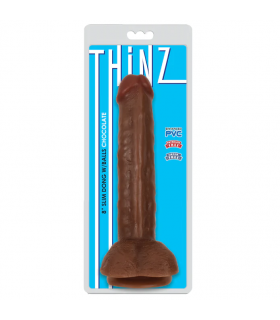 FINE DILDO WITH TESTICLES THINZ CHOCOLATE 20'30 CM