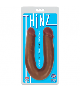 DOPPIO DILDO FINE THINZ CIOCCOLATO 33 CM