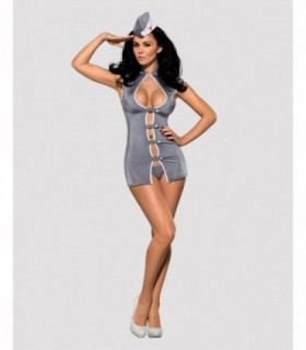 STEWARDESS 3-PCS COSTUME GRAY S/M