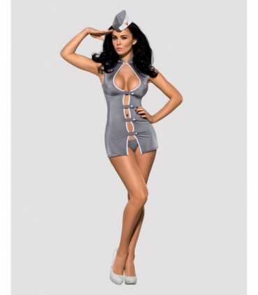 STEWARDESS 3-PCS COSTUME GRAY S/M