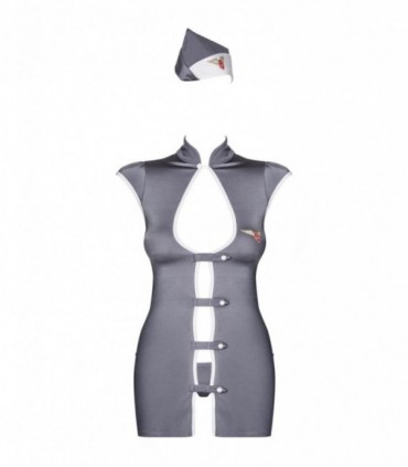 STEWARDESS 3-PCS COSTUME GRAY S/M