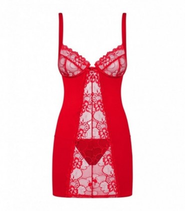 HEARTINA CHEMISE & THONG RED S/M
