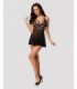 838-BAB-1 BABYDOLL & THONG BLACK   S/M