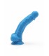 PENE DUAL DENSITY C/ TESTÍCULOS Y VENTOSA AZUL 18 CM