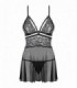 838-BAB-1 BABYDOLL & TANGA SCHWARZ L/XL