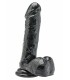 PENE REALÍSTICO C/ TESTÍCULOS Y VENTOSA NEGRO 18 CM