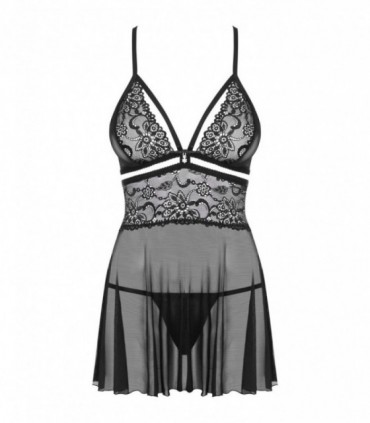 838-BAB-1 BABYDOLL & TANGA SCHWARZ 2XL/3XL