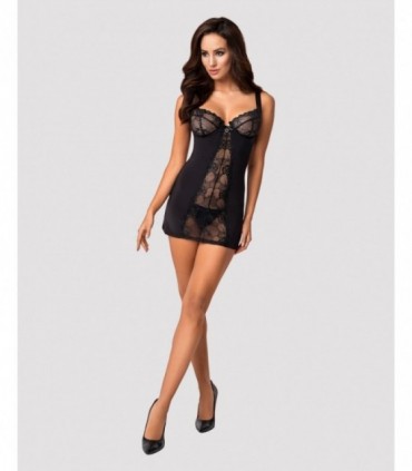 CHEMISE ET STRING HEARTINA NOIR S/M