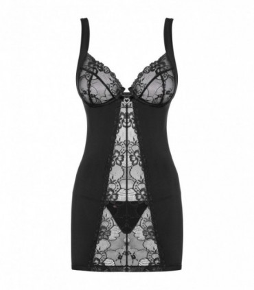 CHEMISE ET STRING HEARTINA NOIR S/M