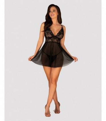 IDILLIA BABYDOLL & STRING NOIR 2XL/3XL