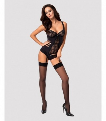 CORSETTO E PERIZOMA HEARTINA NERO L/XL