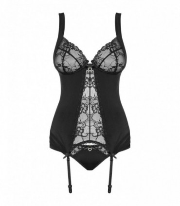 CORSETTO E PERIZOMA HEARTINA NERO L/XL