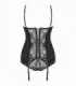CORSET ET THONG HEARTINA NOIR L/XL