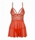 838-BAB-3 BABYDOLL & THONG RED 2XL/3XL