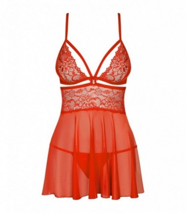 838-BAB-3 BABYDOLL & THONG RED 2XL/3XL