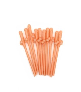 PACK OF 10 FLESH COLORED PENIS STRAWS