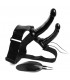 BLACK MAGIC DOUBLE STRAP-ON HARNESS W/ VIBRATION 17'8 CM BLACK