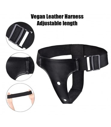 HARNAIS DOUBLE STRAP-ON BLACK MAGIC AVEC VIBRATION 17'8 CM NOIR