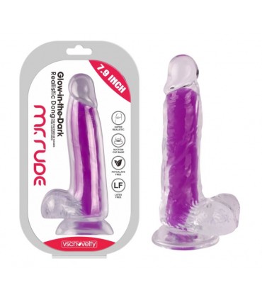 REALISTIC PHOSPHORESCENT PURPLE PENIS 20 CM