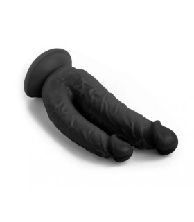 PENE REALÍSTICO DOBLE PENETRACIÓN NEGRO 21 CM