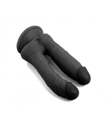 PÉNIS RÉALISTE DOUBLE PÉNÉTRATION NOIR 18,5 CM