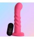 VIBRADOR SILICONA ESTRÍADO C/ MANDO ROSA