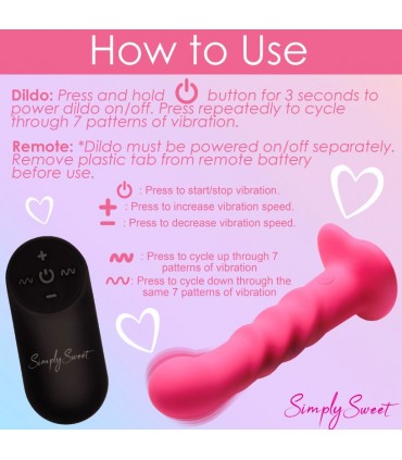 VIBRATORE IN SILICONE STRIATO CON COMANDO ROSA