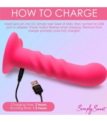 VIBRATORE IN SILICONE STRIATO CON COMANDO ROSA