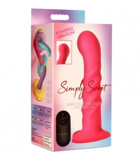 STRIATED SILICONE VIBRATOR WITH PINK CONTROL