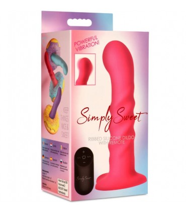 VIBRATORE IN SILICONE STRIATO CON COMANDO ROSA
