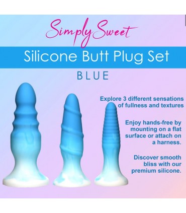 SET 3 X BLUE SILICONE PLUGS