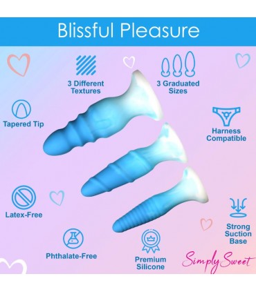 SET 3 X BLUE SILICONE PLUGS