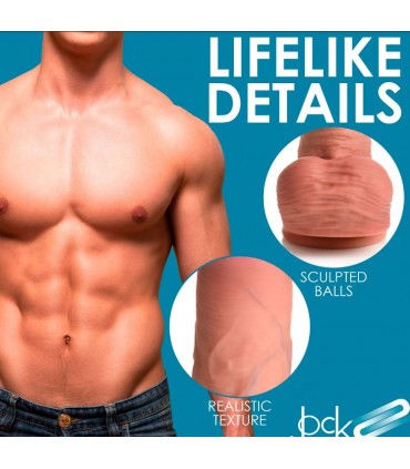 DILDO PENIS WITH TESTICLES DOUBLE DENSITY UNCUT FLESH 25 CM