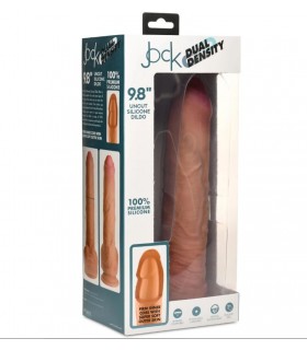 DILDO PENIS WITH TESTICLES DOUBLE DENSITY UNCUT FLESH 25 CM