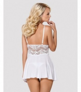 810-BAB-2 BABYDOLL & THONG WHITE   S/M