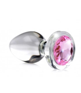 PLUG CRISTAL CON PIEDRA ROSA L