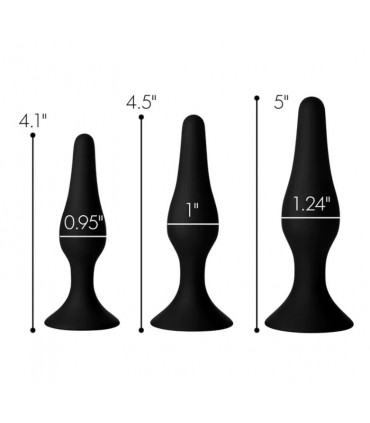 3 X SET ANAL PLUGS TRAINER SILICONE BLACK