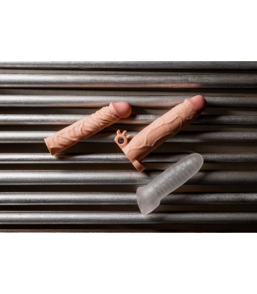 REALISTIC PENIS SHEATH S6 FLESH 21 CM W/ VIBRATION