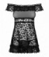 FLORES CHEMISE & THONG BLACK  S/M