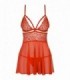 838-BAB-3 BABYDOLL E PERIZOMA ROSSO L/XL