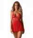 838-BAB-3 BABYDOLL & STRING ROUGE L/XL