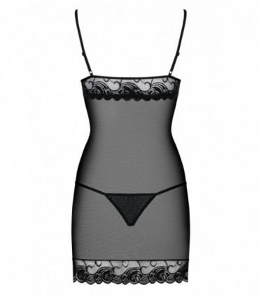 WONDERIA CHEMISE & THONG SCHWARZ L/XL