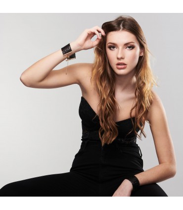 DESIR MÉTALLIQUE - BLACK METALLIC MESH HANDCUFFS