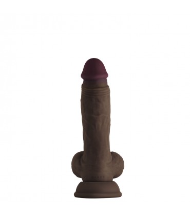 MODELL A 8,5" DONG AUS FLÜSSIGEM SILIKON MIT BÄLLEN - MAHAGONI