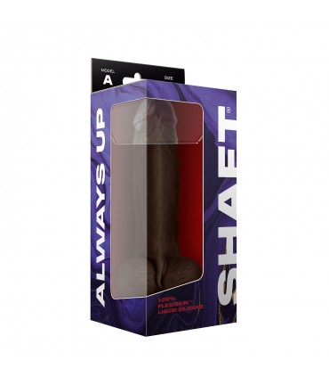 MODEL A 9.5" LIQUIDE SILICONE DONG W/BALLS - MAHOGANY