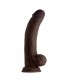 MODEL C 9.5" LIQUIDE SILICONE DONG W/BALLS - MAHOGANY