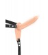 STRAP-ON FLESH SILICON HARNESS USB VIBRATOR 15"5 CM