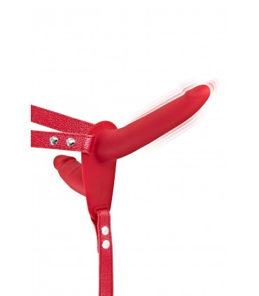 CABLAGGIO STRAP-ON IN SILICONE DOPPIO ROSSO USB VIBRATORE 15"5 CM