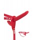 ARNÉS STRAP-ON DOBLE ROJO SILICONA 15"5 CM